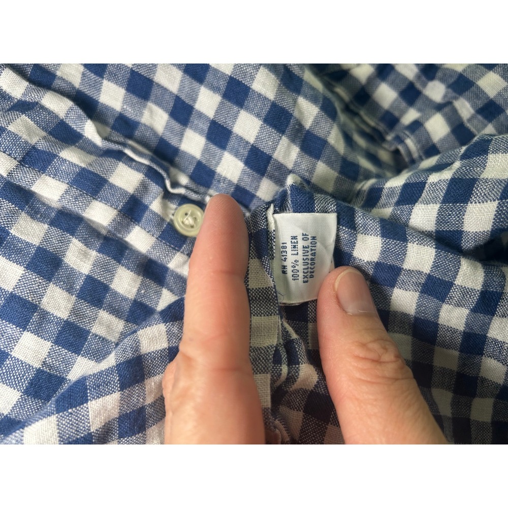 Polo Ralph Lauren Button Down Mens XXL Blue Gingham 100% Linen Long Sleeve Shirt - Picture 5 of 7